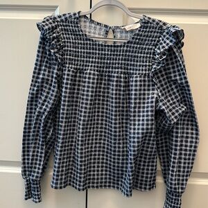 LOFT Navy and White blouse